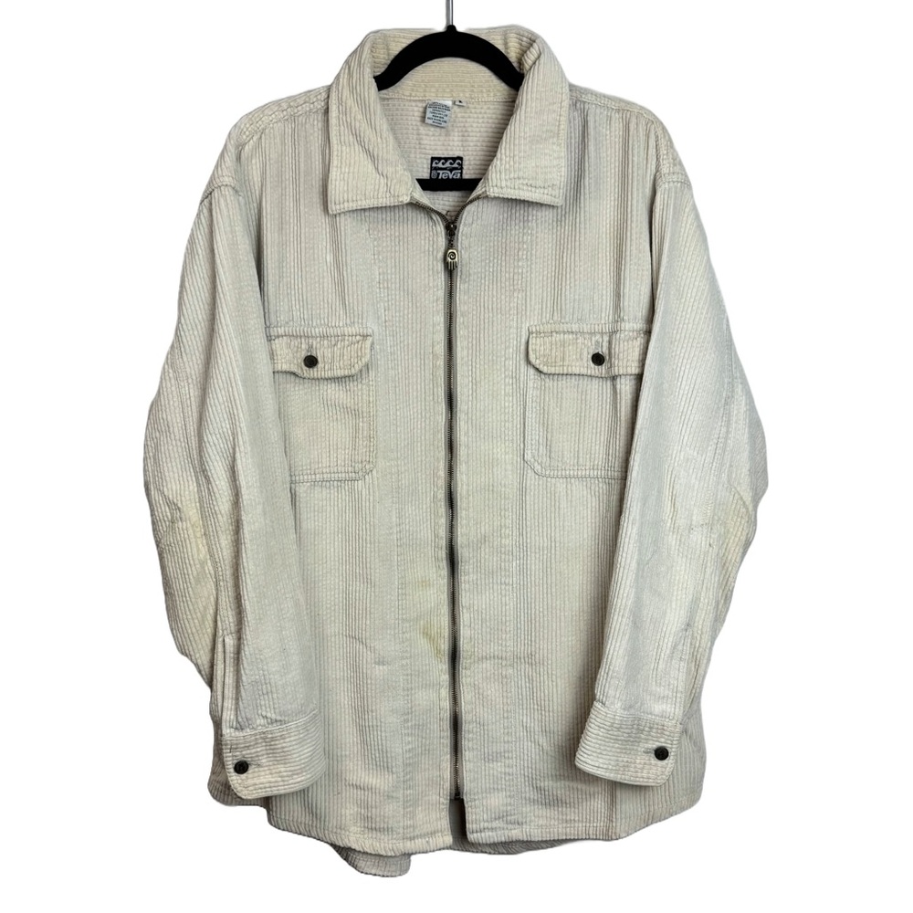 Teva Cream Corduroy Zip Up Shacket sz L